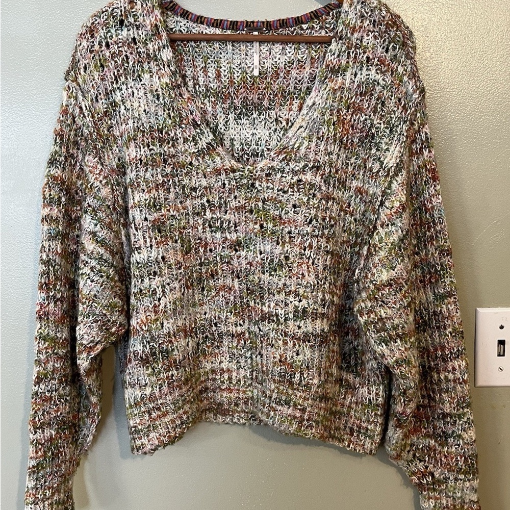 Free People Multicolor V-Neck Sweater